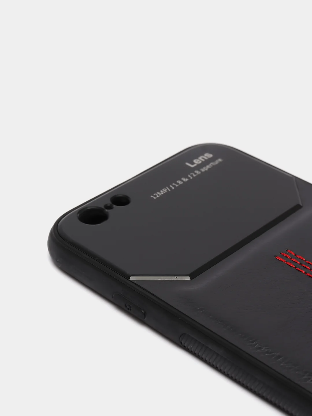 Черный чехол для Айфон кожаный с глянцевым противоударным стекло для iPhone IHaitun