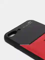 Красный чехол для Айфон кожаный с глянцевым противоударным стекло для iPhone IHaitun