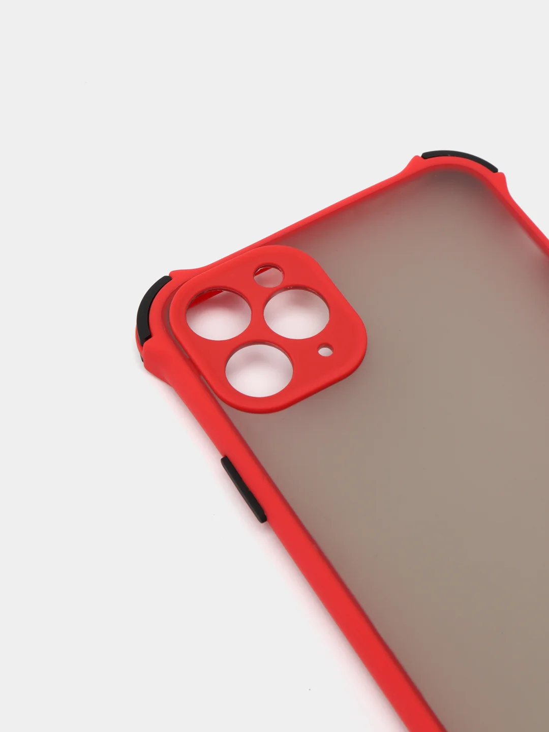 Красный чехол для iPhone (Айфон) с защитой камеры, ударопрочный бампер по углам, матовое покрытие