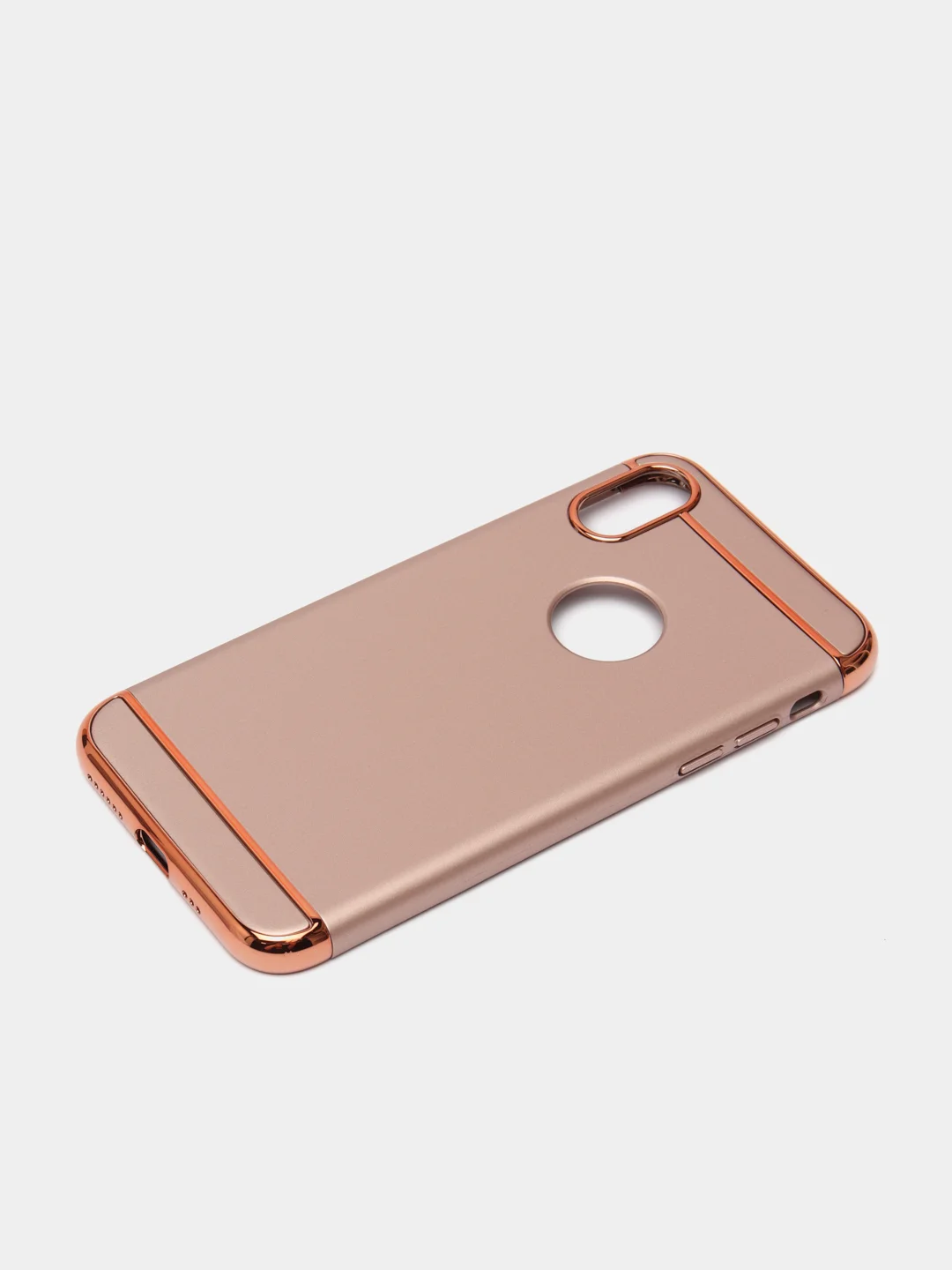 Розовый гибридный жесткий чехол IHaitun для iPhone, с металлической золотой вставкой, 3 в 1
