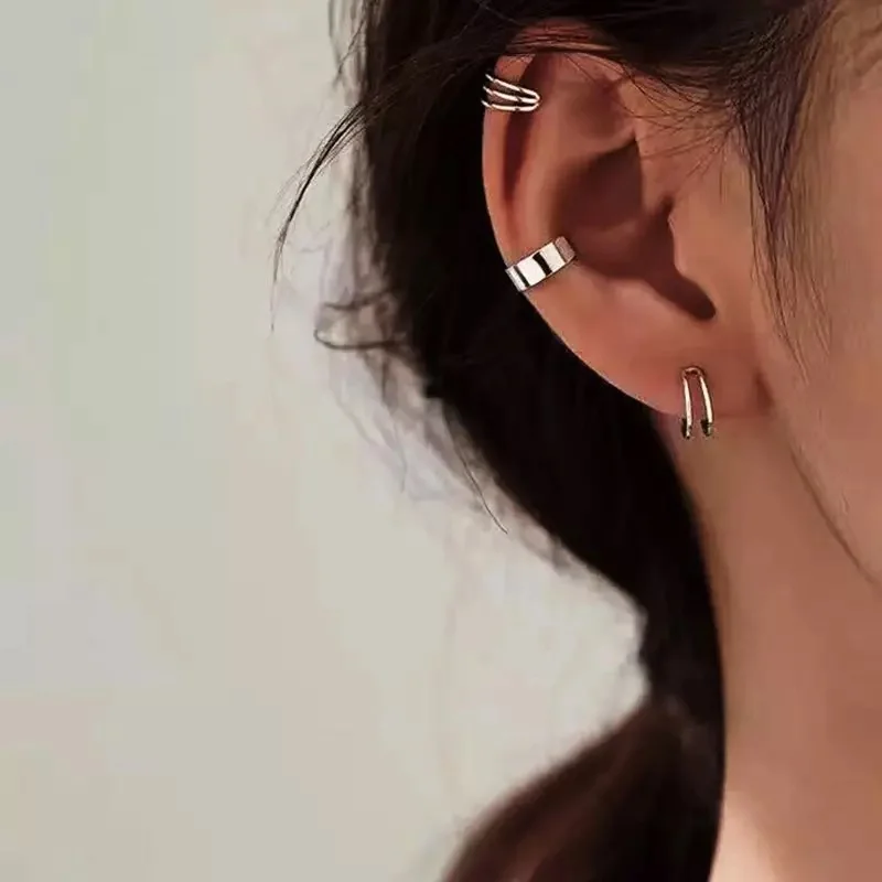 Серебряный серьги каффы набор 3шт