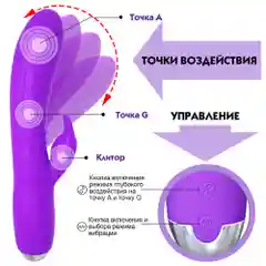 Фиолетовый вибратор для девушек LADYS SECRET "Кролик", со стимуляцией клитора, 20 см