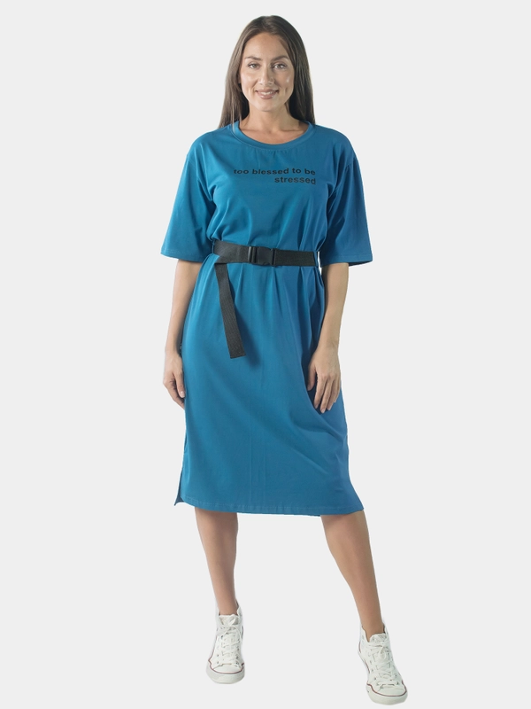 Платье женское too blessed to be stressed КЛП1455П2 индиго, KLERY