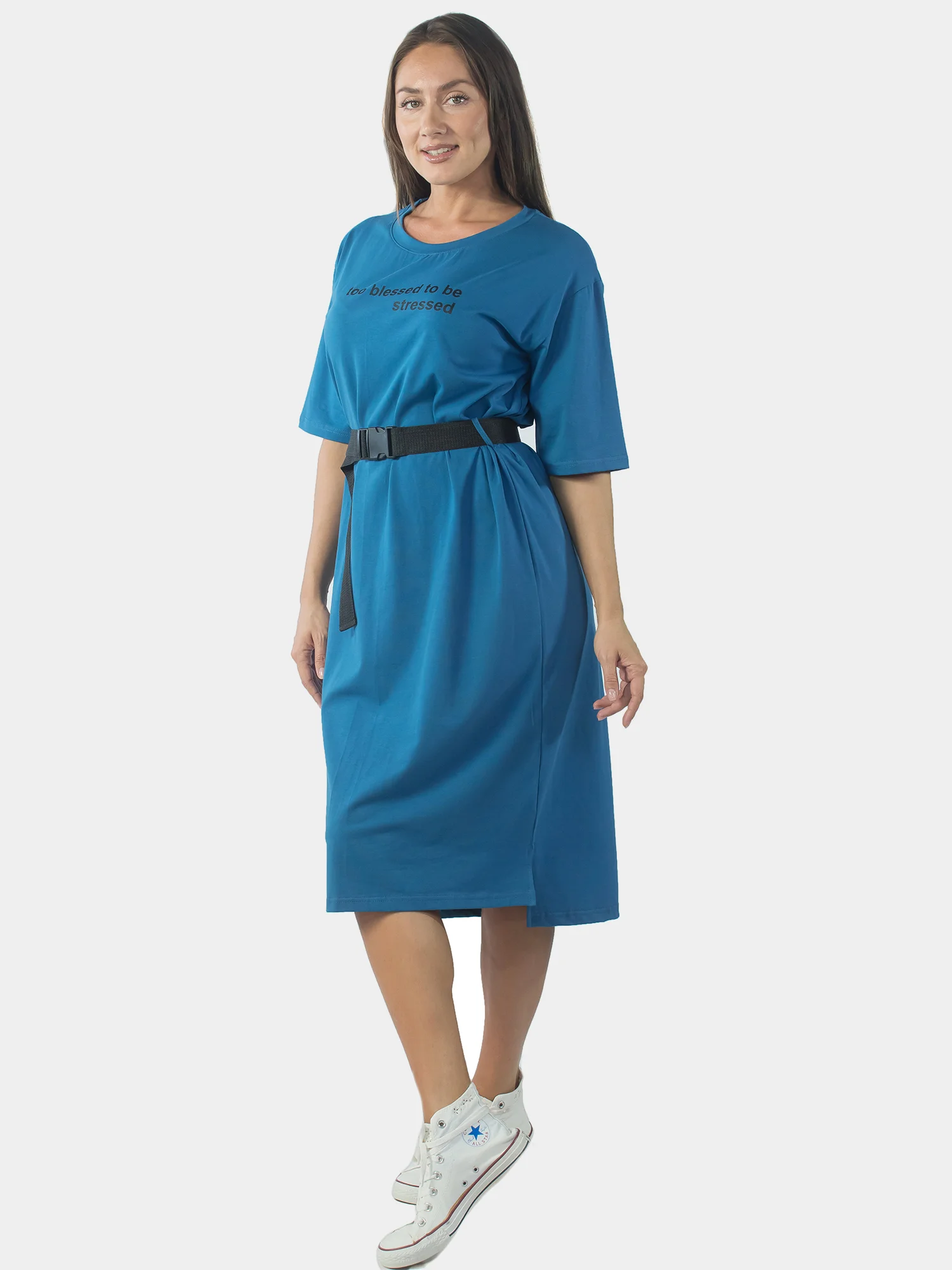 Платье женское too blessed to be stressed КЛП1455П2 индиго, KLERY