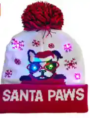 Багровый новогодняя шапка-бини с помпоном Happy Hat,  со светодиодной подсветкой, 3 вида