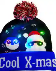 Индиго новогодняя шапка-бини с помпоном Happy Hat,  со светодиодной подсветкой, 3 вида