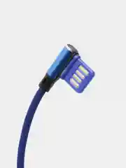 Синий кабель микро usb локоть 2А / Угловой кабель для зарядки телефона