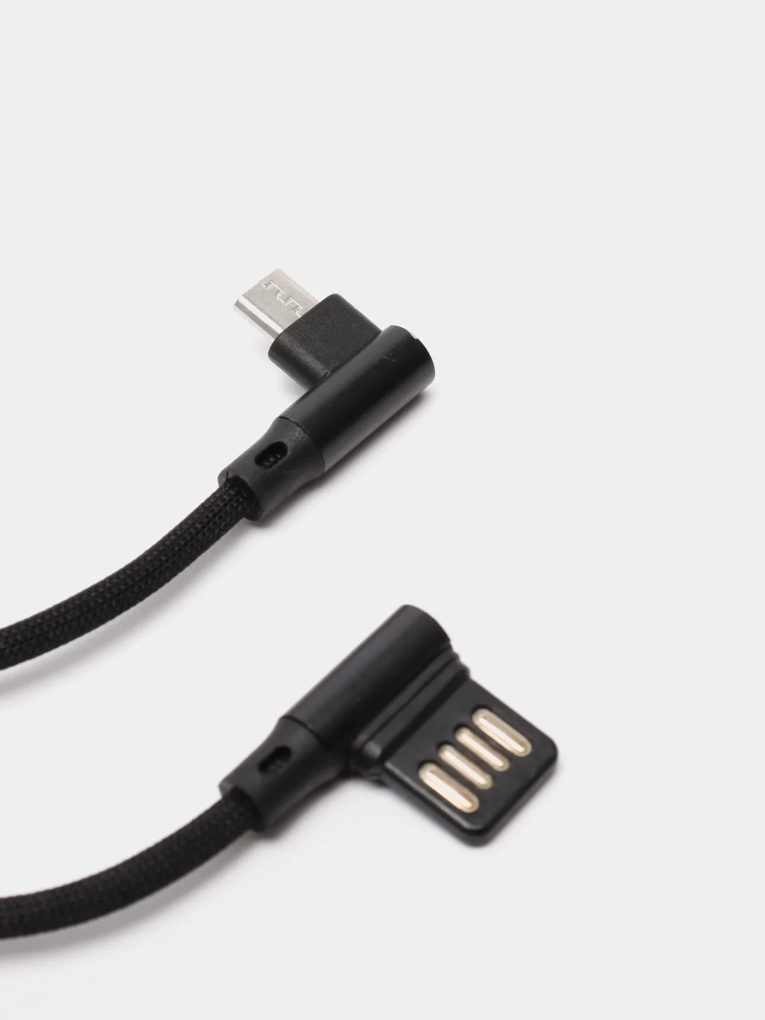 Черный кабель микро usb локоть 2А / Угловой кабель для зарядки телефона