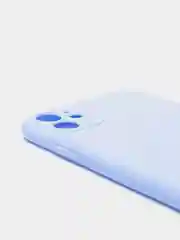 Голубой чехол iPhone 11 силиконовый с защитой камеры противоударный ( Айфон 11 )