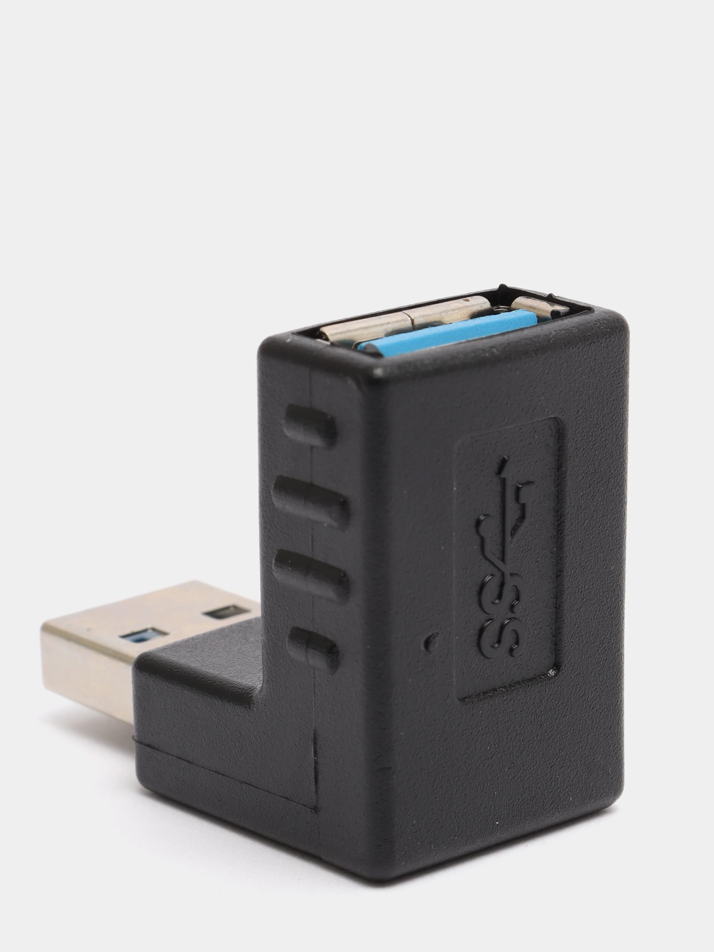 Черный поворотный адаптер переходник, угловой USB 2.0, штекер USB гнездо 360 градусов