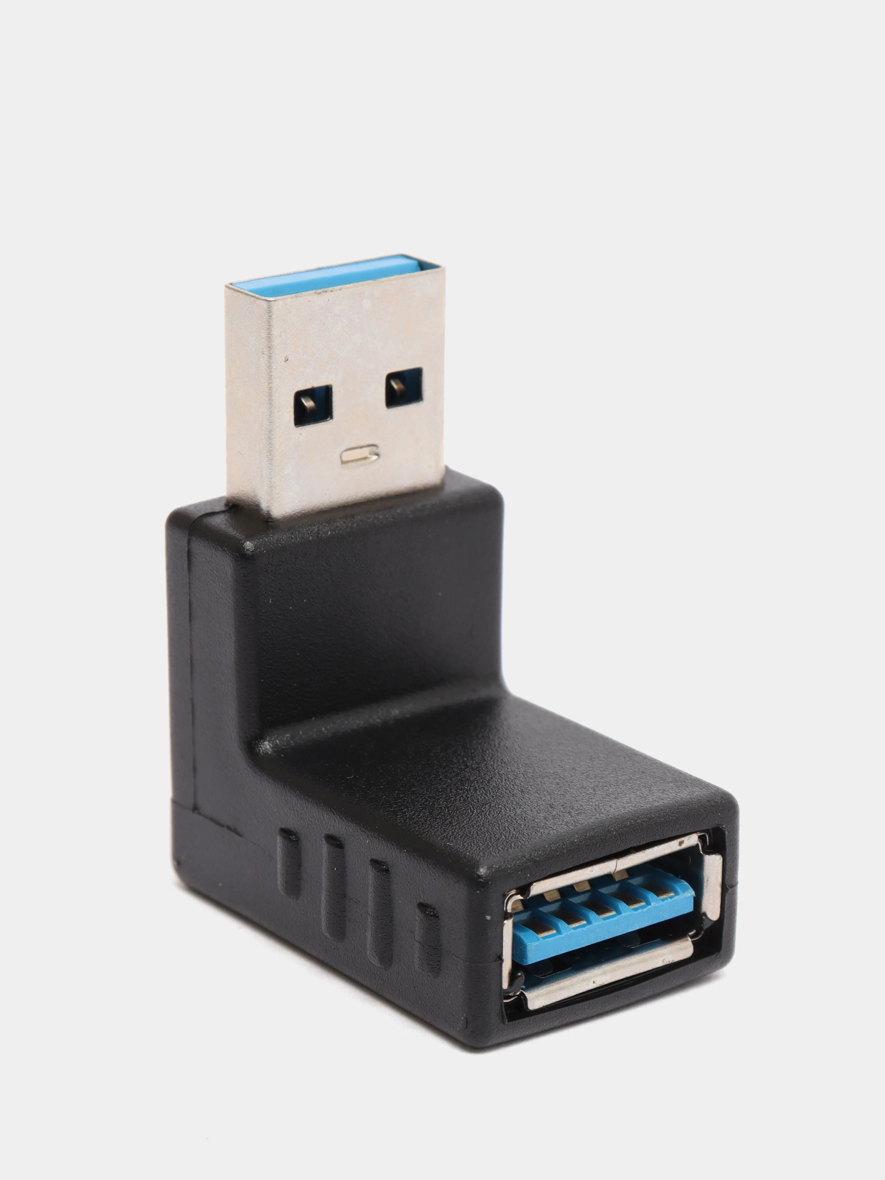 Черный поворотный адаптер переходник, угловой USB 2.0, штекер USB гнездо 360 градусов