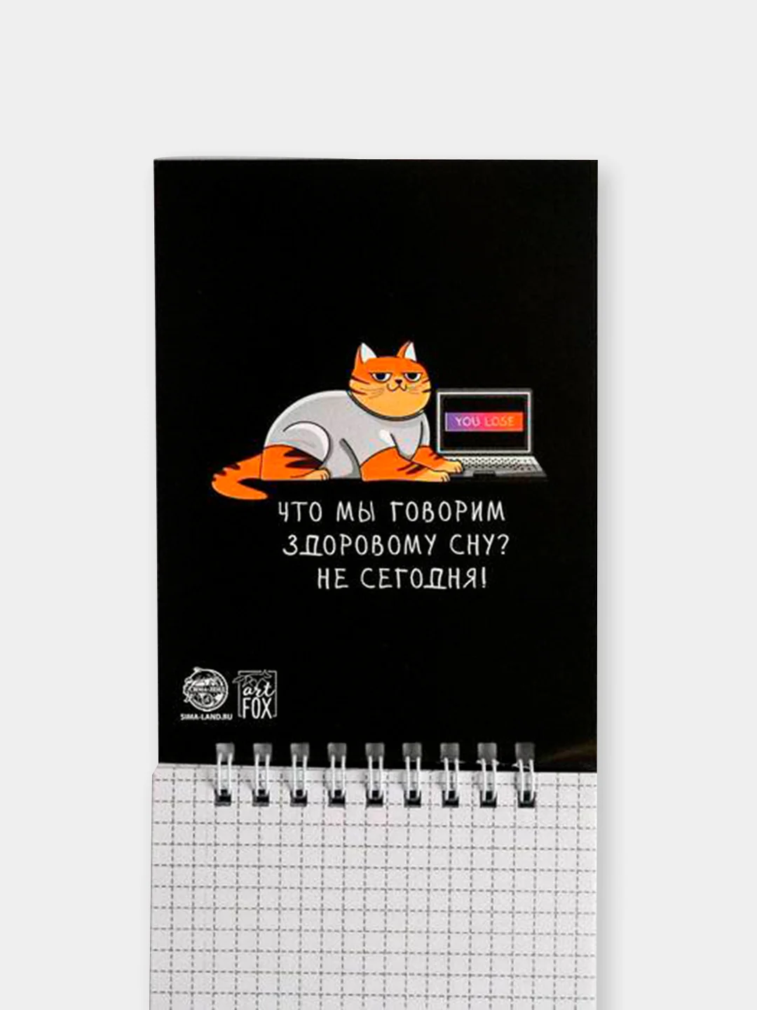 Серый блокнот "Cute space" в клетку, на гребне, А6 pkt