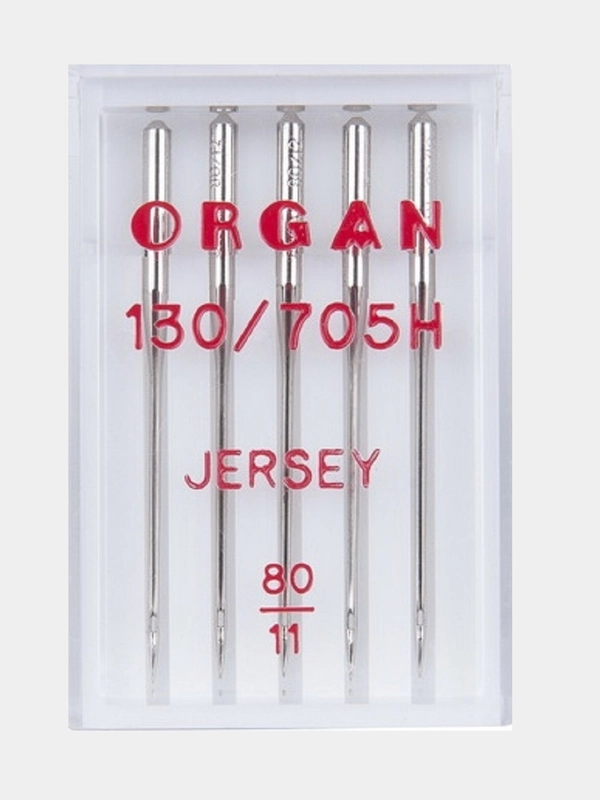 Иглы для швейных машин ORGAN "Джерси" №80, 5 штук в пенале