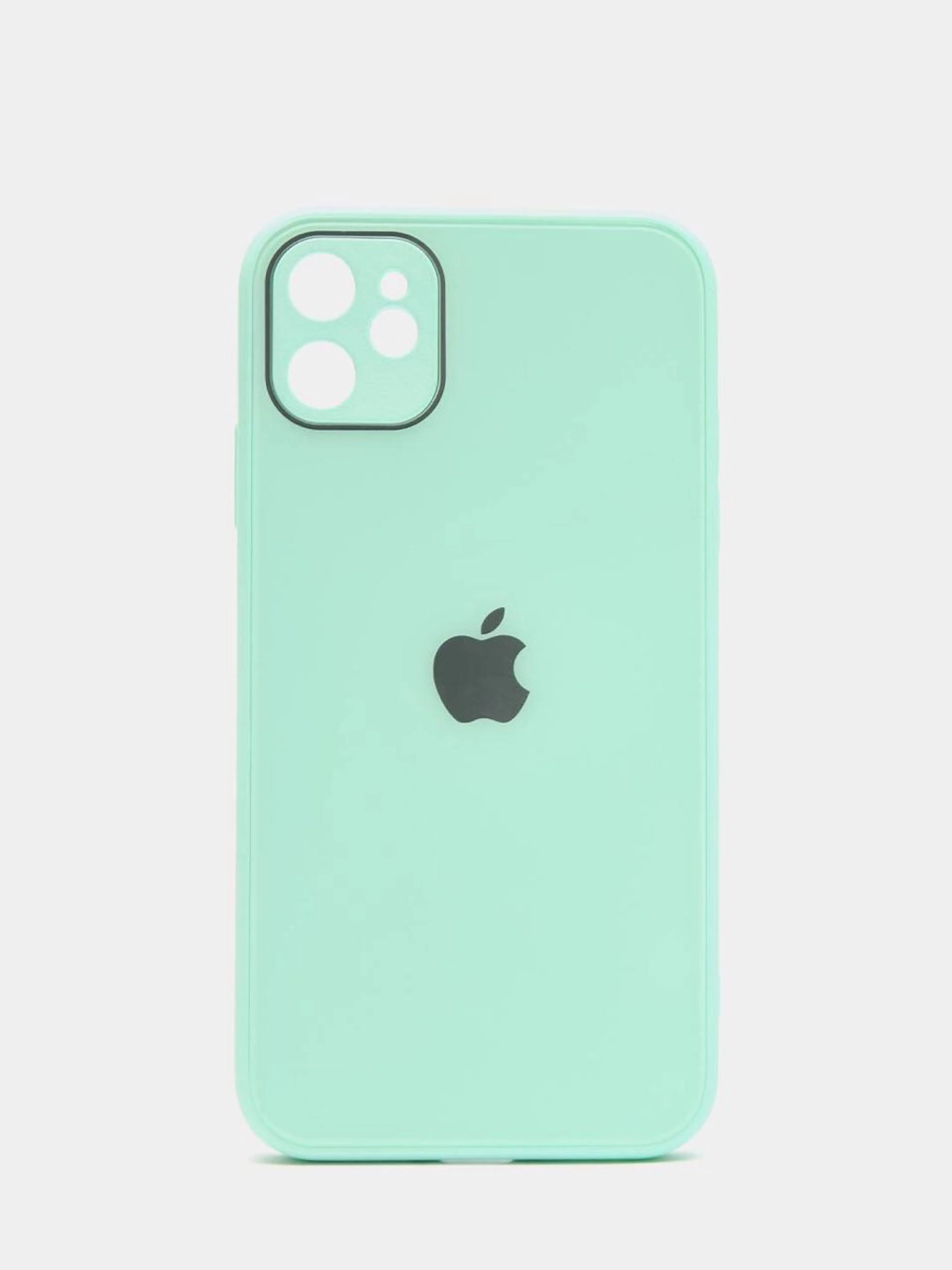 Бирюзовый чехол силиконовый со стеклянной панелью для Apple iPhone 11 (Айфон 11)