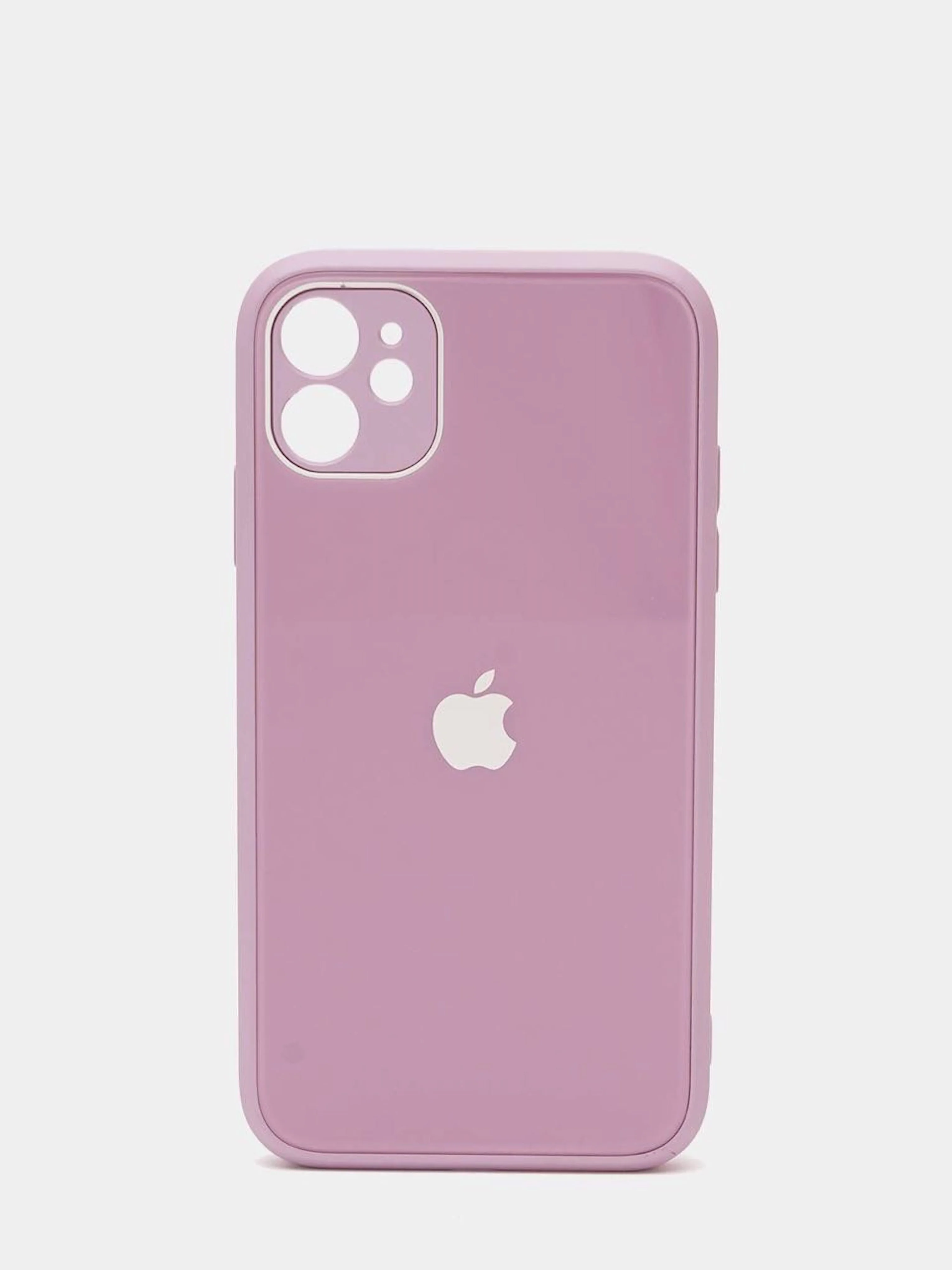 Сиреневый чехол силиконовый со стеклянной панелью для Apple iPhone 11 (Айфон 11)