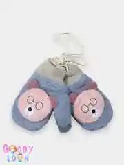 Коралловый варежки меховые "Мишка" 9-12 лет