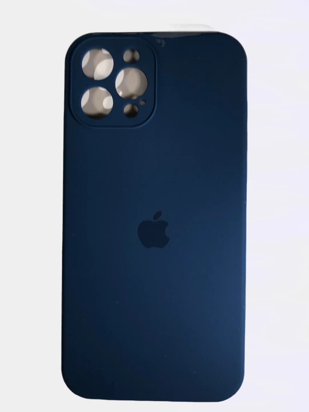 Синий чехол Silicone Case для iPhone 12 Pro Max с логотипом закрытый низ