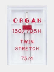 Игла для швейных машин ORGAN двойная стрейч №75/4 в пенале
