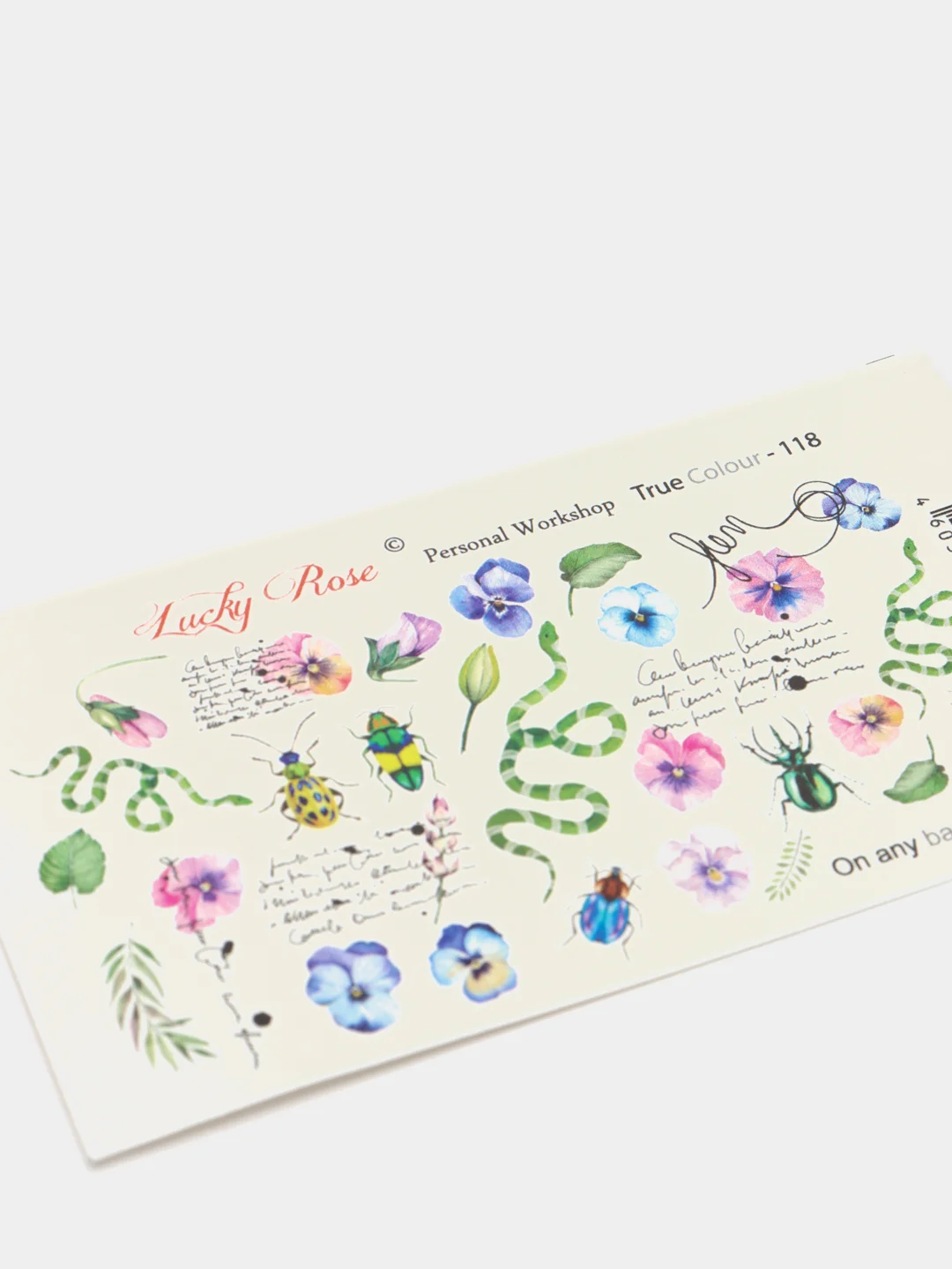 Наклейка для дизайна ногтей Lucky Rose Цветы, Змея слайдер для маникюра под гель лак