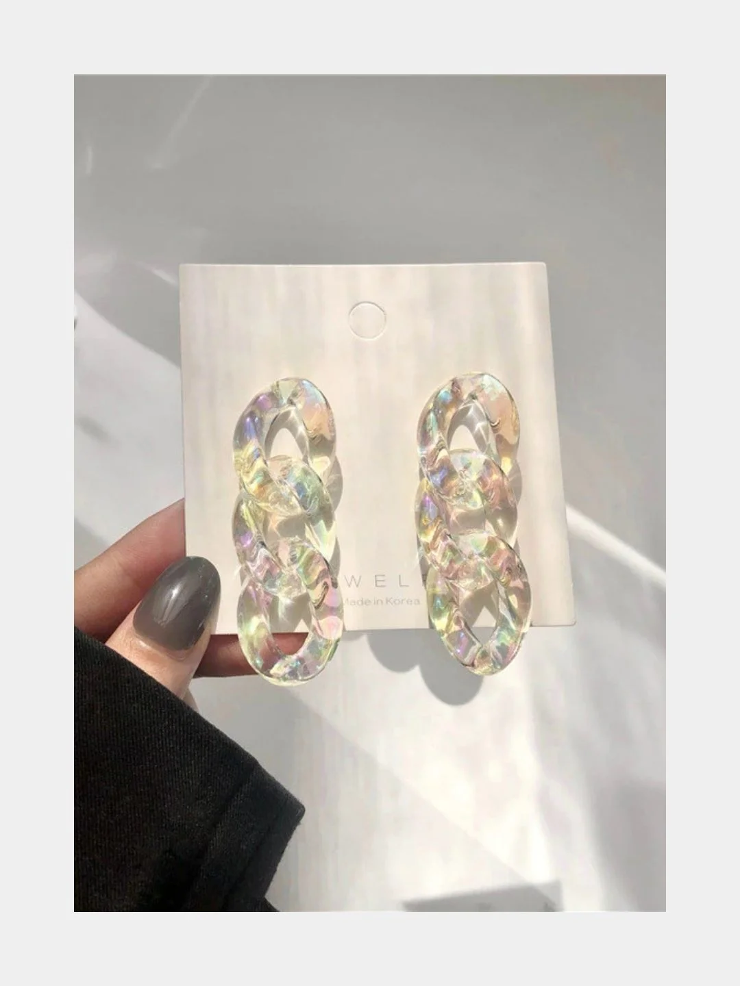 Серьги женские в форме цепи, голографик