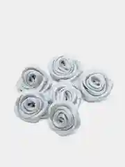 Серебряный розочка из атласной ленты, 5 шт