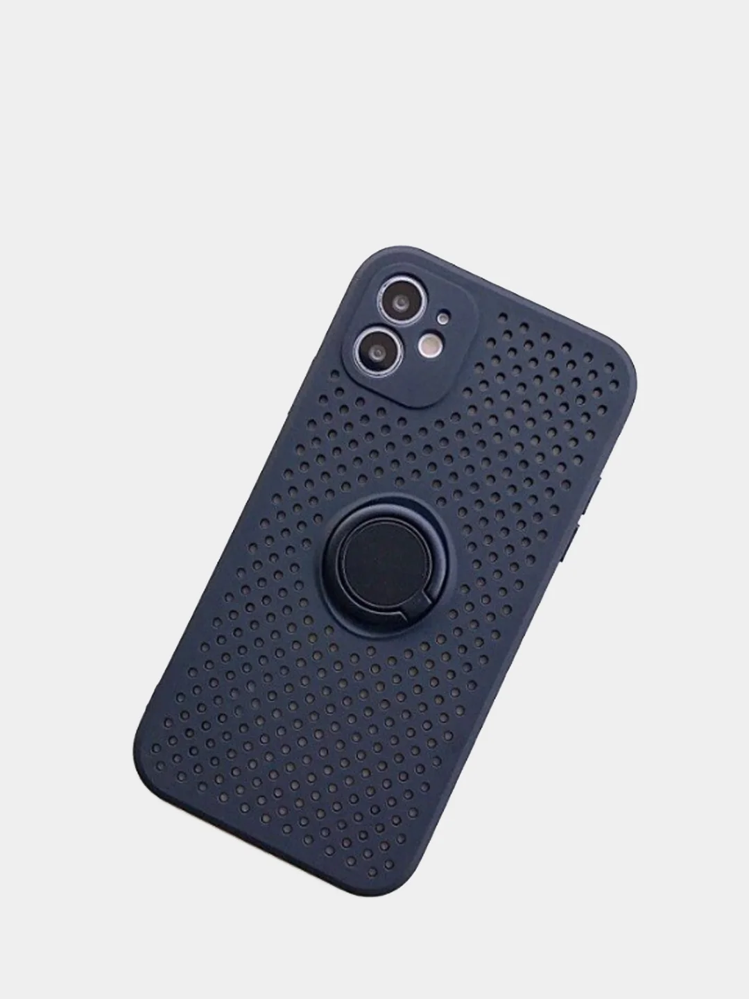 Черный чехол силиконовый дышащий с перфорацией для iPhone 12 mini, XR, 11, 12 Pro, 12