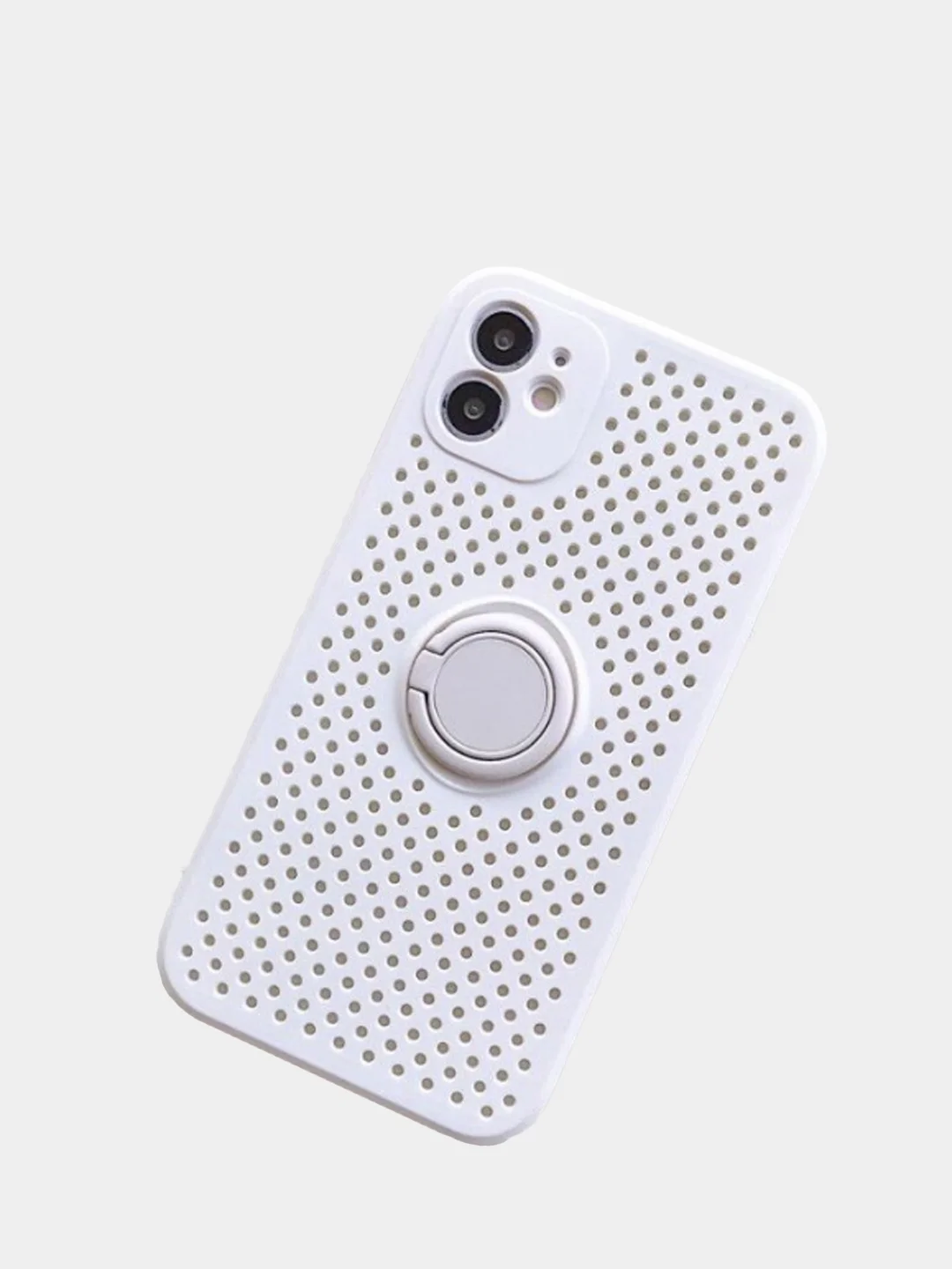 Белый чехол силиконовый дышащий с перфорацией для iPhone 12 mini, XR, 11, 12 Pro, 12