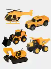 Игрушечный строительный транспорт JCB: пикап, ветролет, экскаватор, погрузчик, самосвал