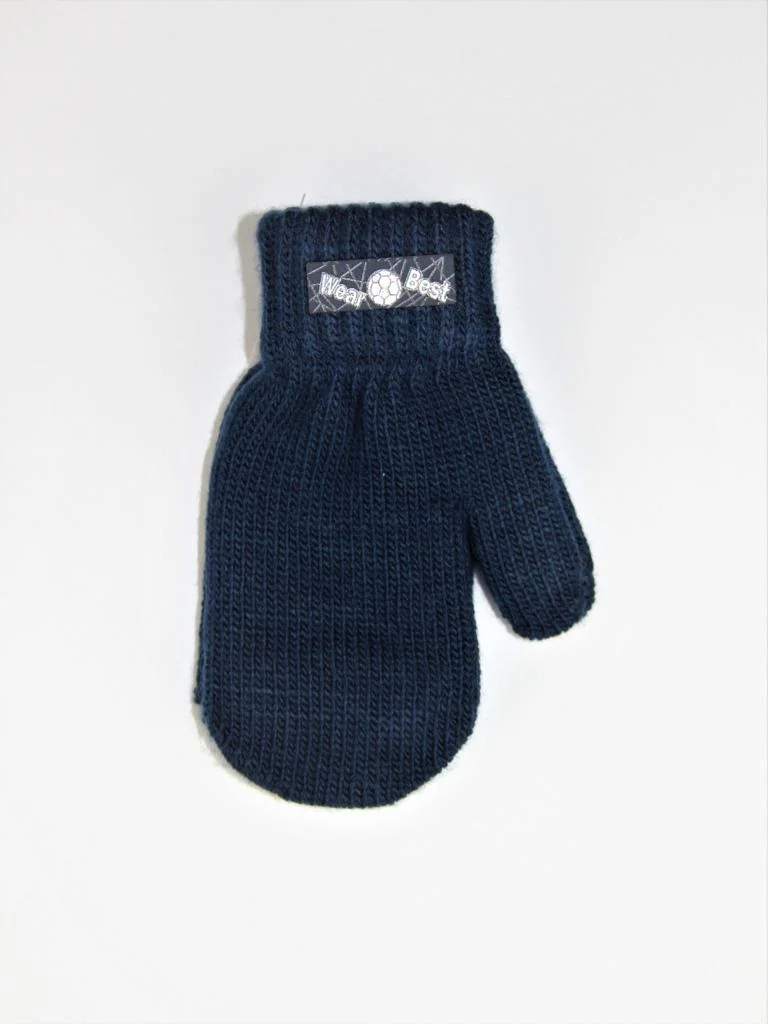 Индиго варежки детские зимние, двойные на подкладе, шерсть. 5-6 лет, р.14