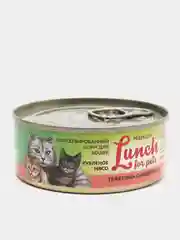 Корм для кошек Lunch for pets телятина с индейкой, рубленое мясо, консервы 100гр