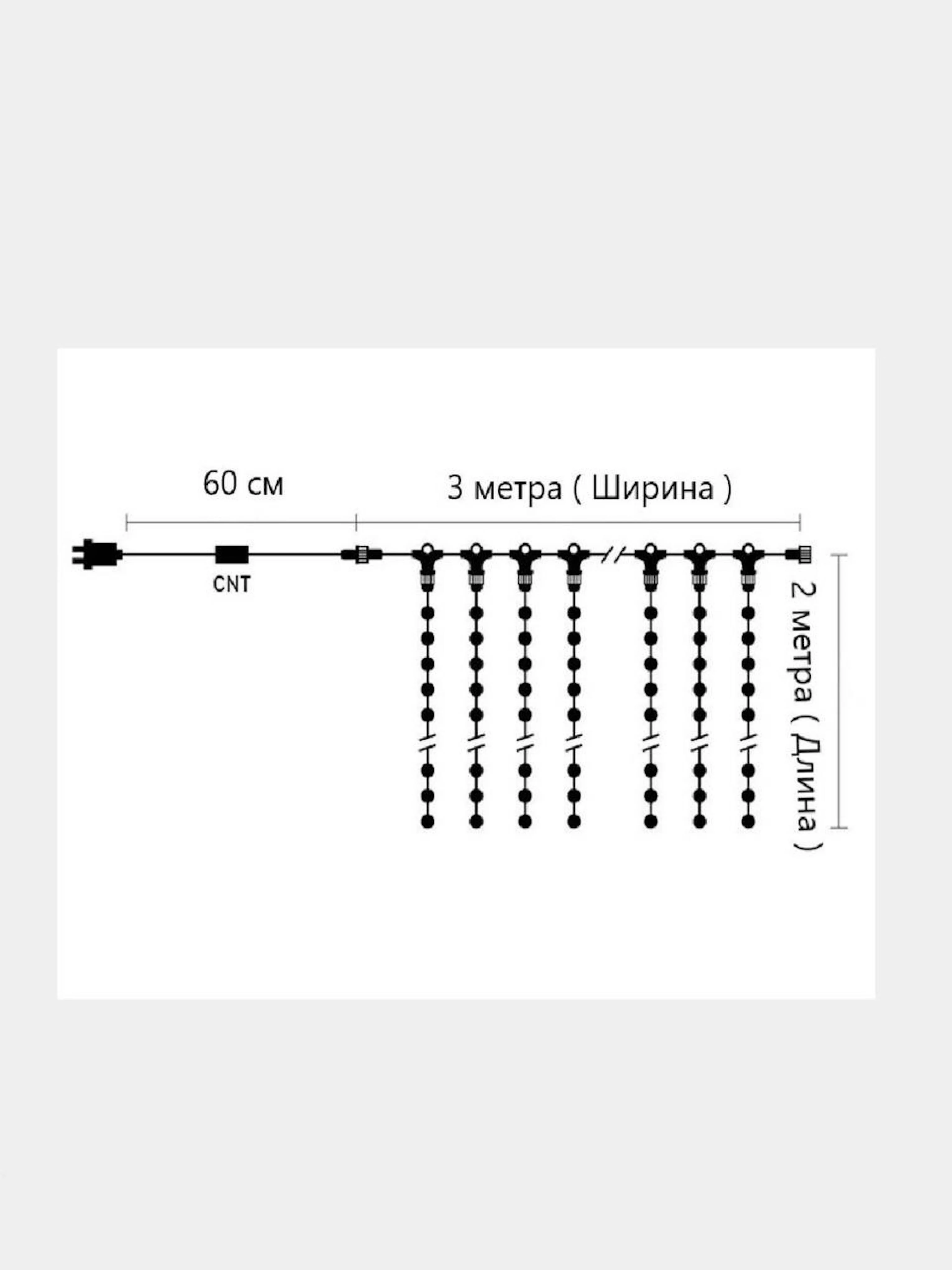 Гирлянда, Штора, Занавес, Гирлянда Новогодняя, Светодиодная.