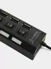 Черный концентратор хаб USB 2.0 на 4 и 7 порта