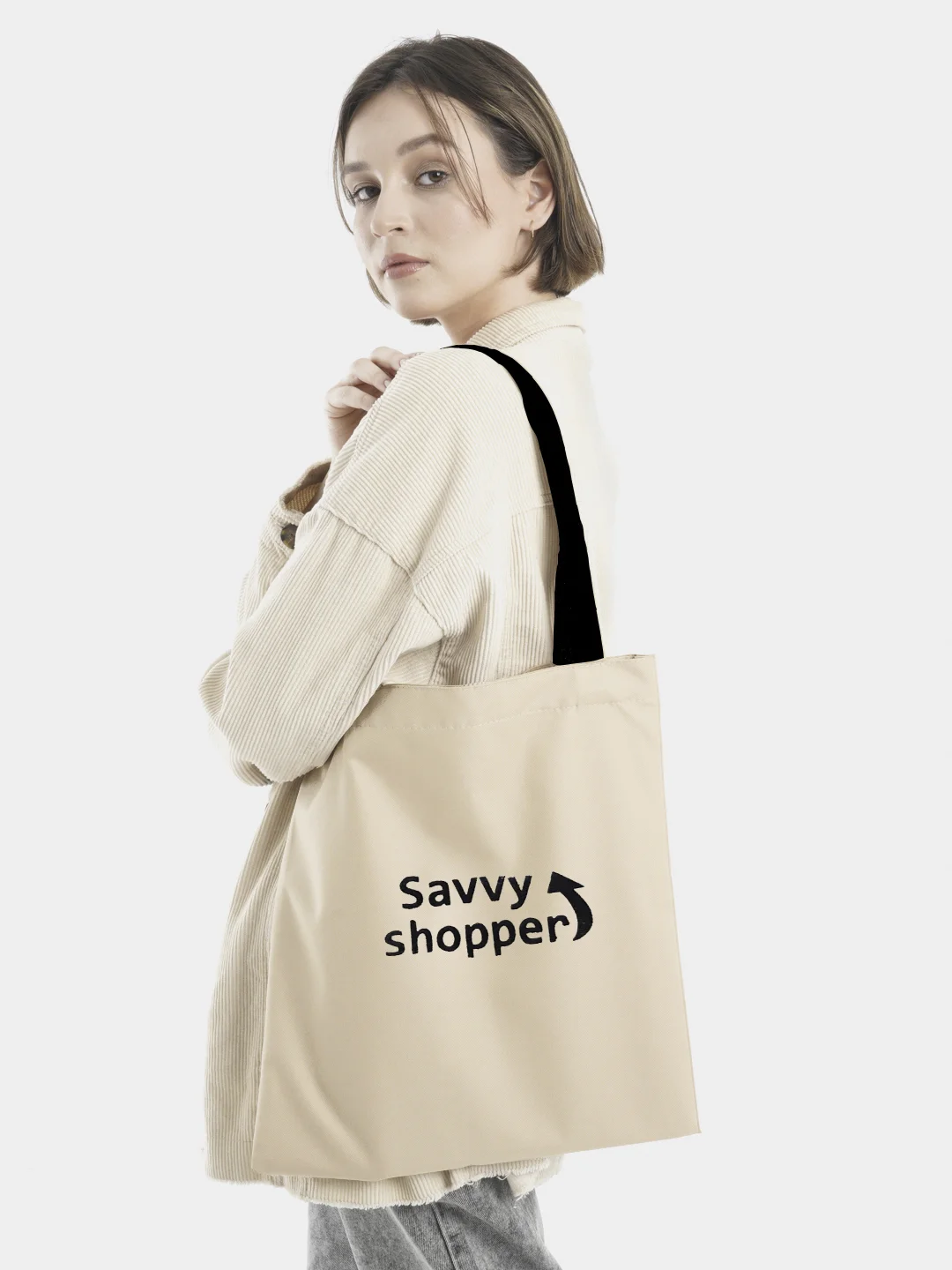 Бежевый сумка-шоппер, Savvy Shopper