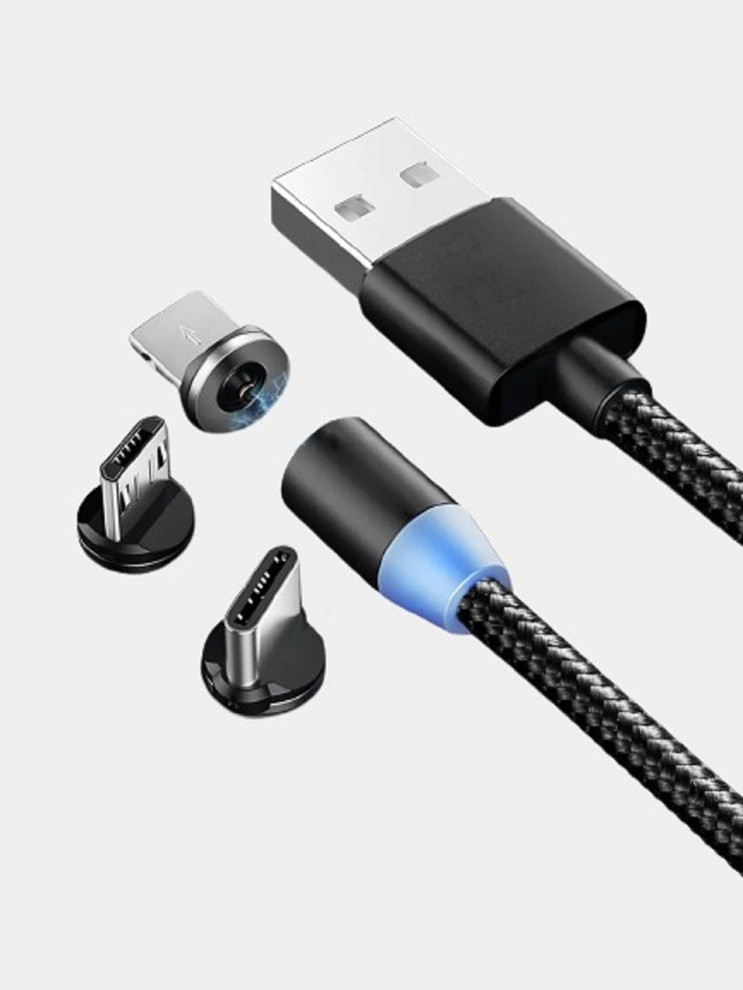 Магнитный кабель для зарядки телефона 3 в 1 Type-C / Micro / Apple  Lightning 1м купить по цене 430 ₽ в интернет-магазине Магнит Маркет