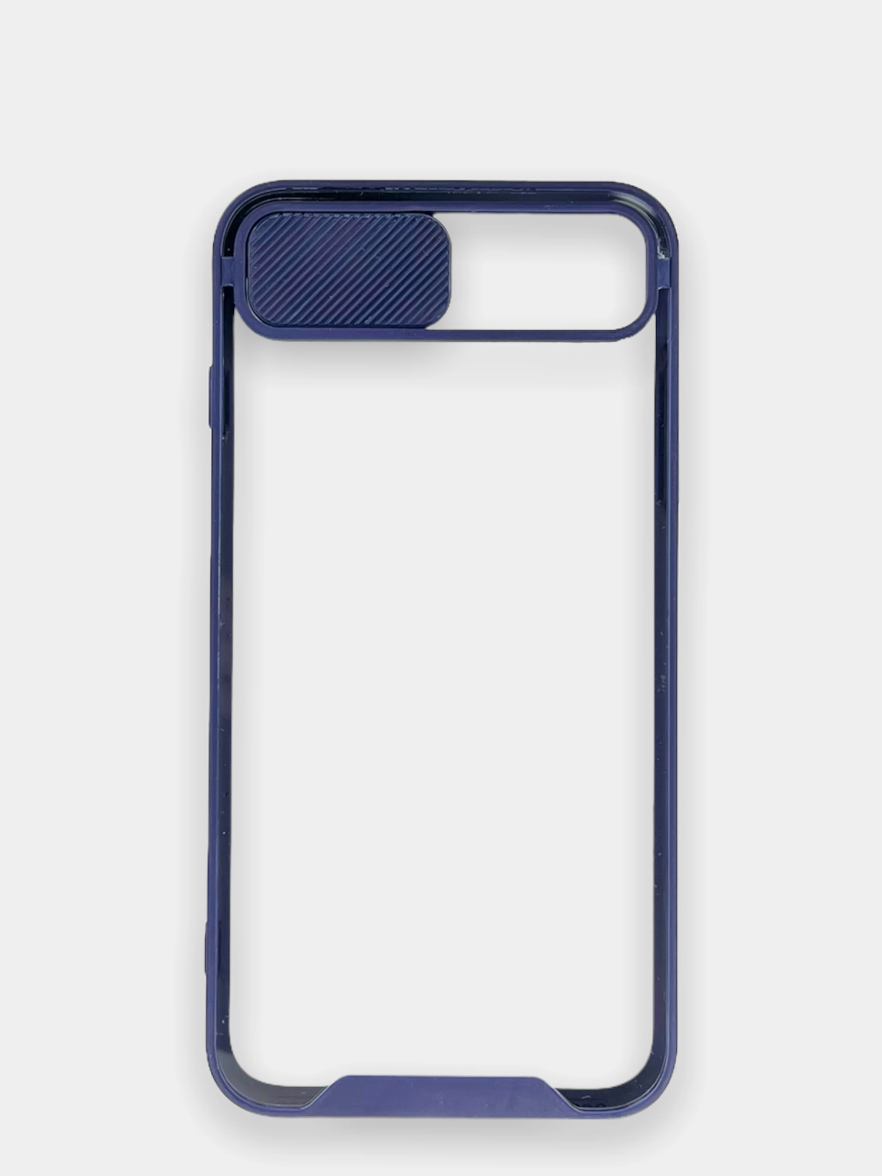 Темно-синий чехол iPhone 7 Plus, 8+ пластиковый, прозрачный, с защитой камеры