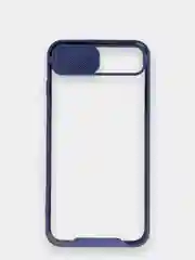 Темно-синий чехол iPhone 7 Plus, 8+ пластиковый, прозрачный, с защитой камеры