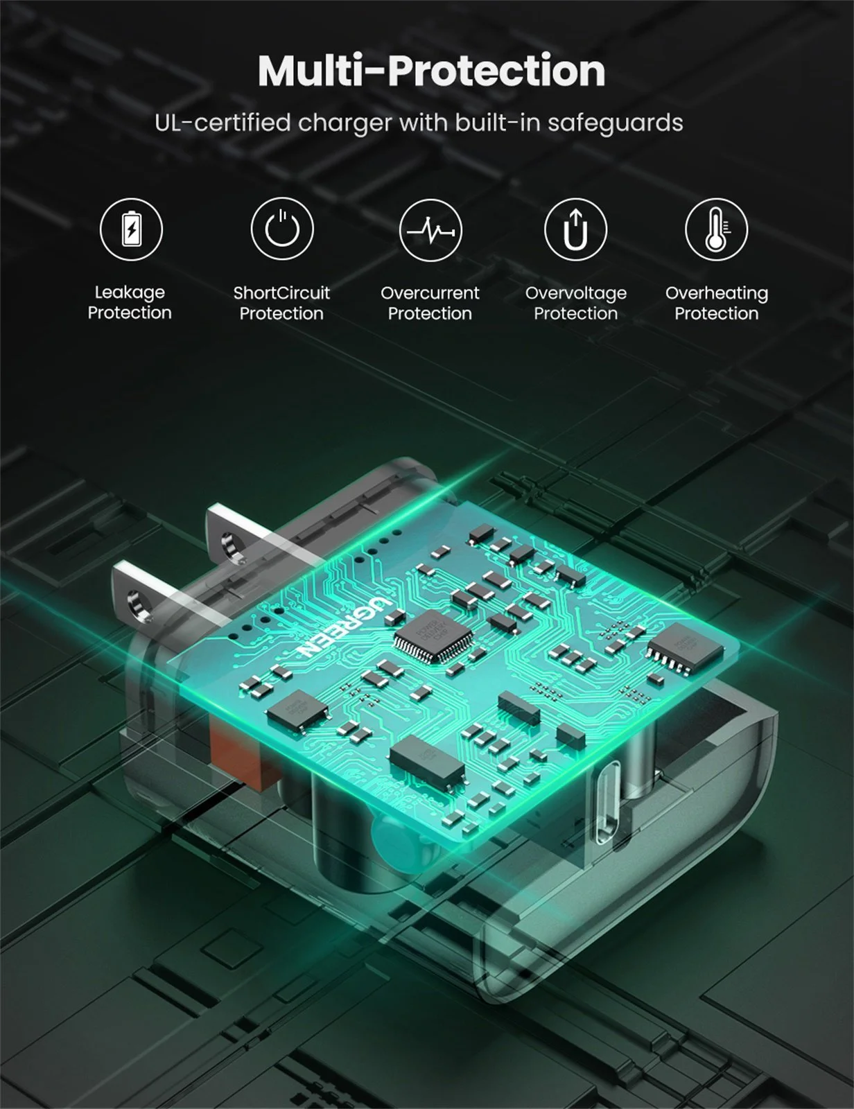 Сетевое зарядное устройство Ugreen USB C 20W PD, цвет белый (60450)