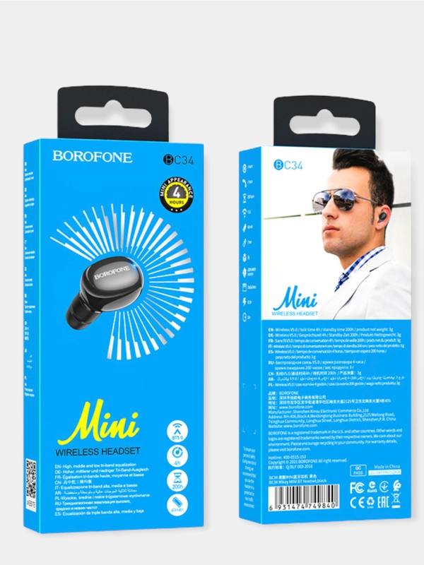 Bluetooth гарнитура Borofone BOROFONE BC34 Mikey MINI BT чистый звук