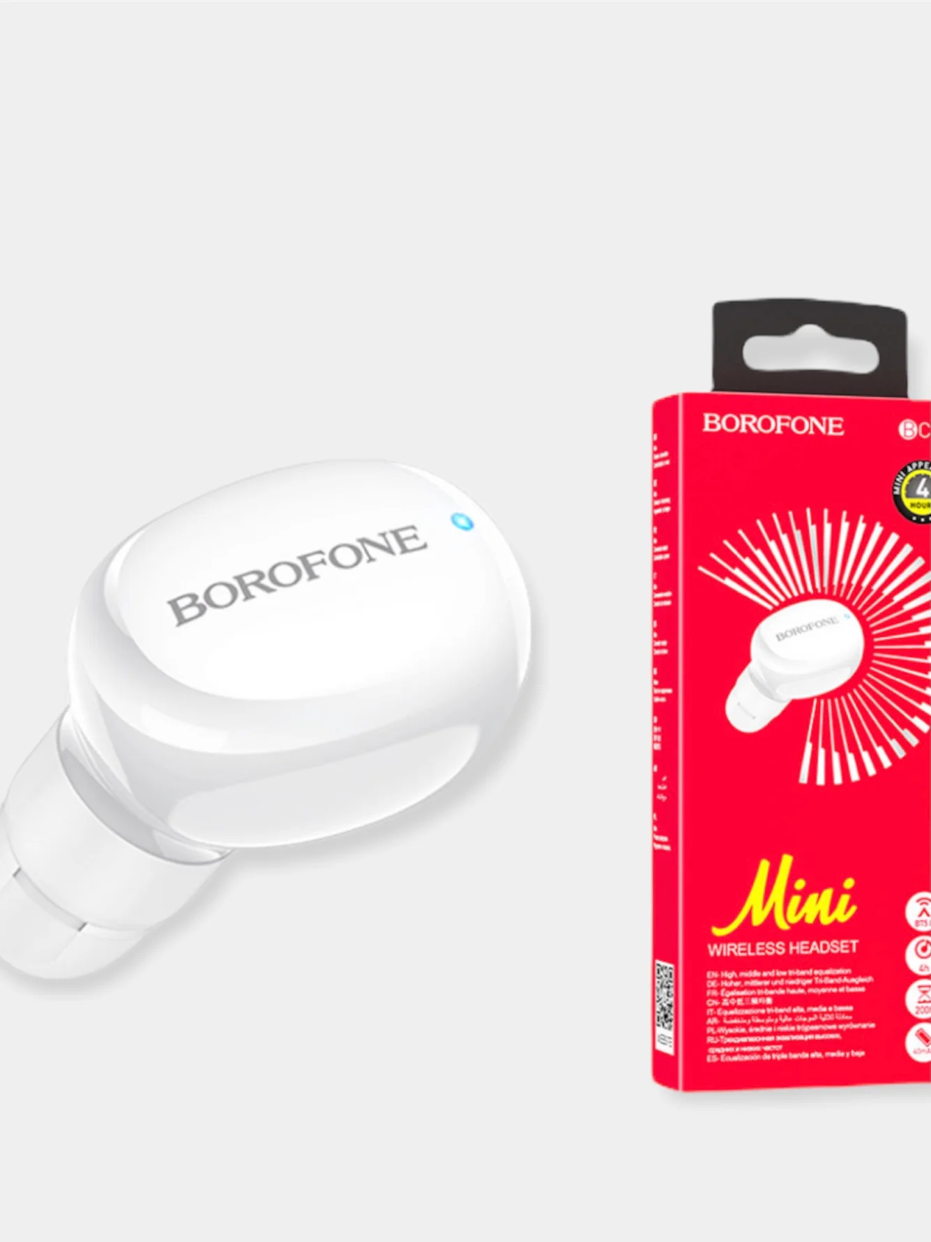 Белый bluetooth гарнитура Borofone BOROFONE BC34 Mikey MINI BT чистый звук