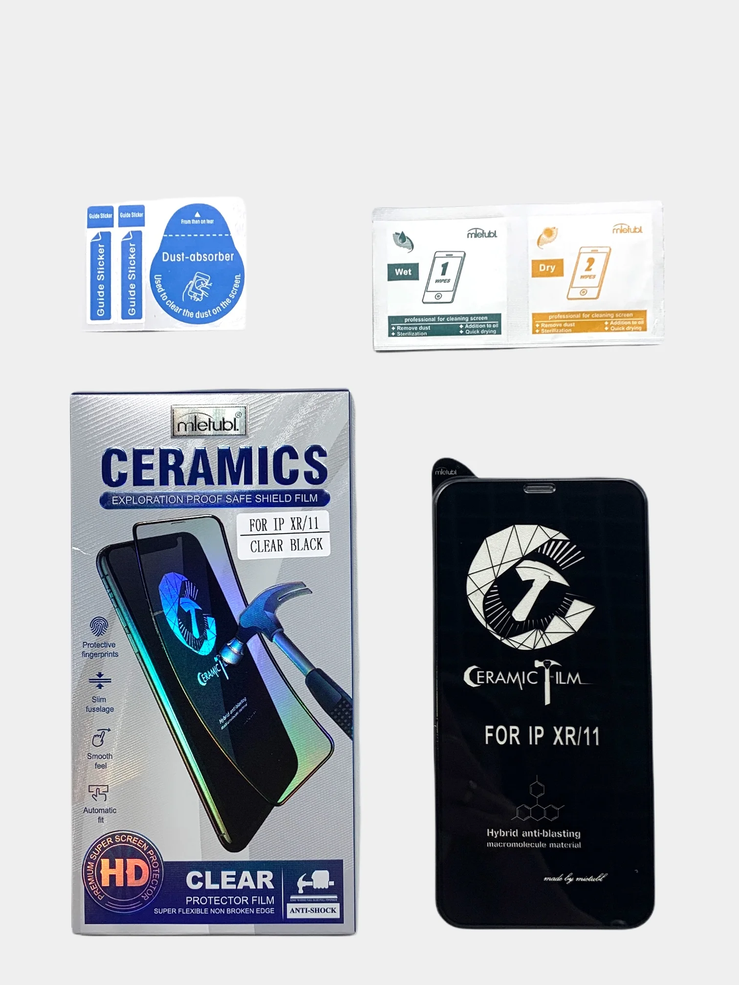 Фирменное керамическое защитное стекло на iPhone 11, 8, 7, 6, XR, X, XS, Pro, Plus Mletubl