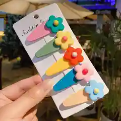 Коралловый меланж заколки для волос " 3D фигурки" 5 шт