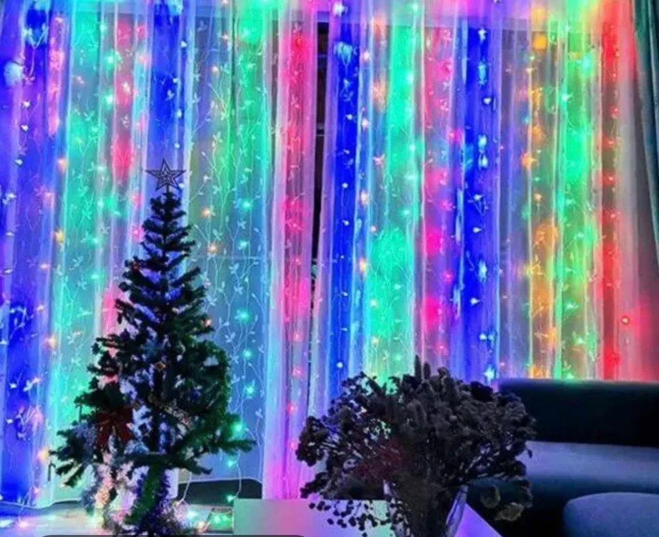 Алый гирлянда-штора, 1,5 м на 1,5 м