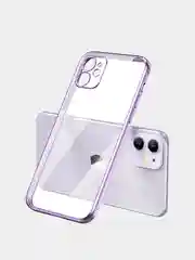 Сиреневый чехол прозрачный силиконовый для iPhone XR, 11, 11 Pro, 12 mini, 12, 12 Pro
