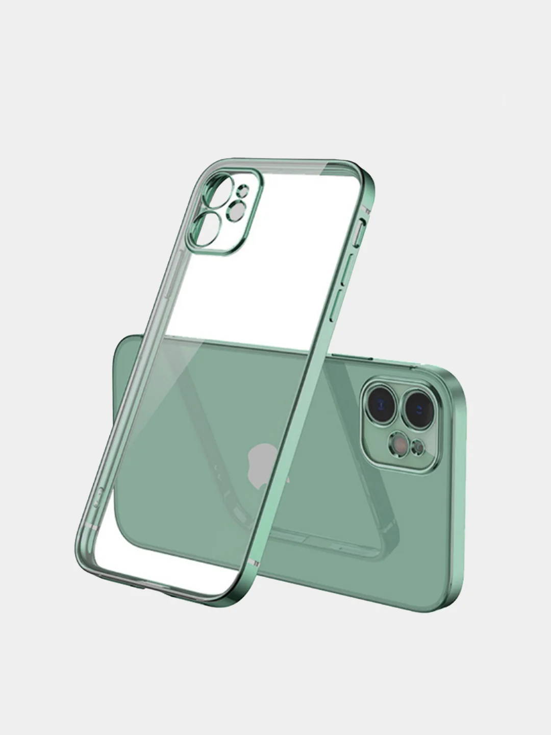 Тёмно-бирюзовый чехол прозрачный силиконовый для iPhone XR, 11, 11 Pro, 12 mini, 12, 12 Pro