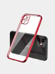 Красный чехол прозрачный силиконовый для iPhone XR, 11, 11 Pro, 12 mini, 12, 12 Pro