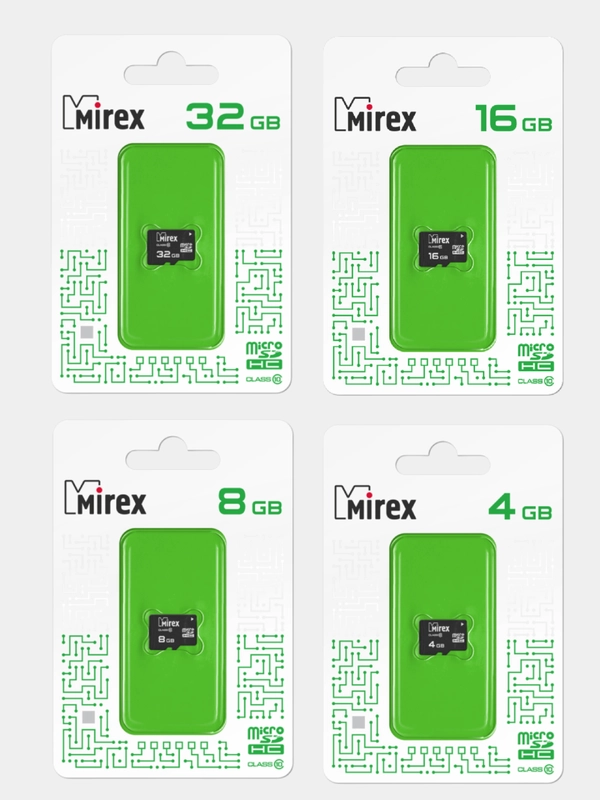 Карта памяти microSDHC Mirex Class10, 4 - 32 Gb