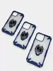 Красный чехол для iPhone 13, 13 Pro, Pro Max пластиковый полупрозрачный с металлическим кольцом