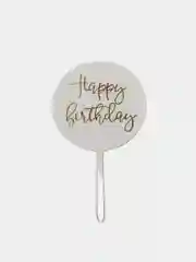 Белый топпер "Happy Birthday"