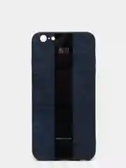 Синий чехол для Айфон в стиле Porsche из TPU c вставками из кожи и магнитом подставкой Phone