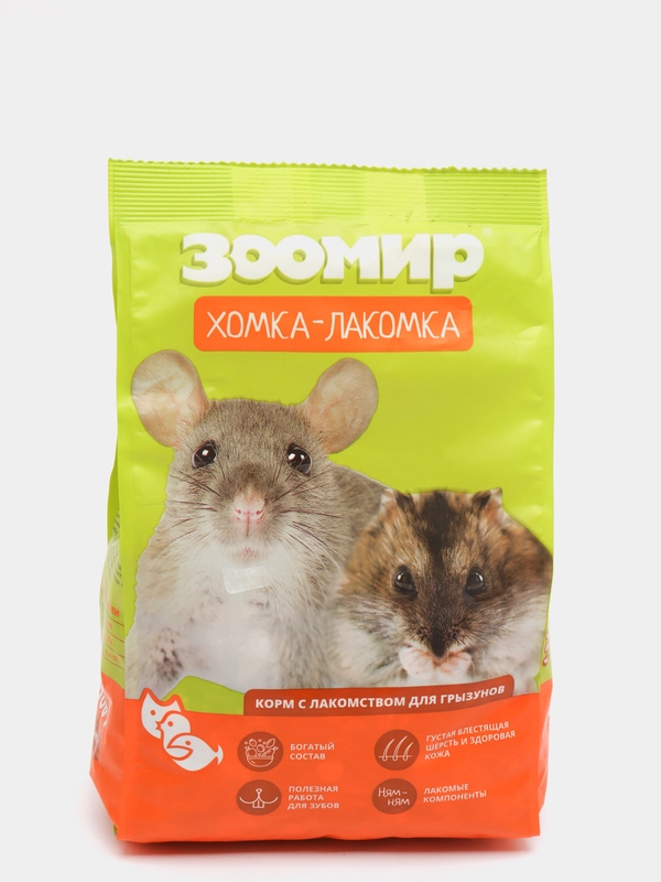 Корм Зоомир с лакомством для зерноядных грызунов "Хомка-лакомка", 500 г